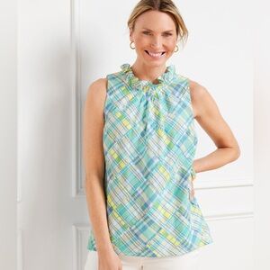 NEW Talbots Patchwork Madras Plaid Top